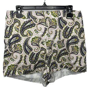 Boden Danby Printed Pull On Shorts Size 10 Ivory Summer Paisley Flat Front